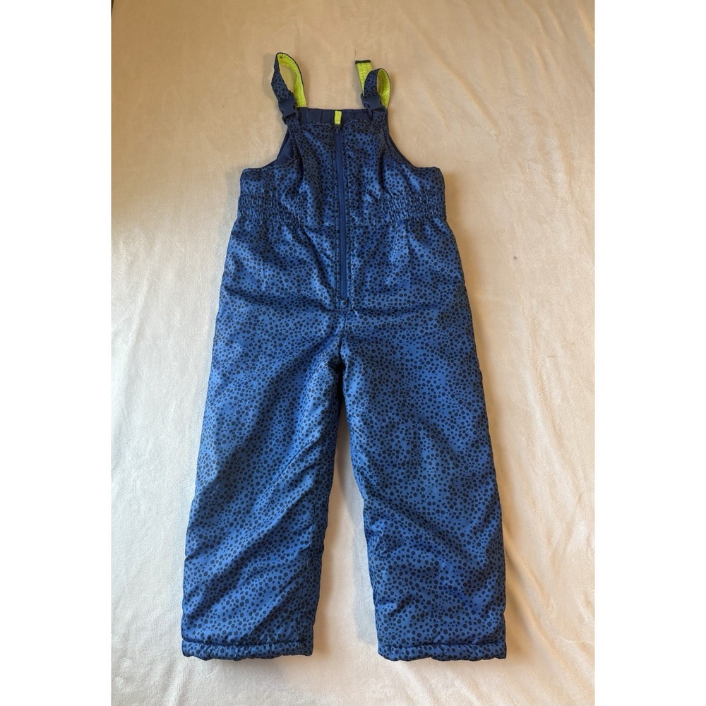 Carter's kids Size M 5-6 Blue Black Bib Ski Snow Pants Polka Dot Adjustable